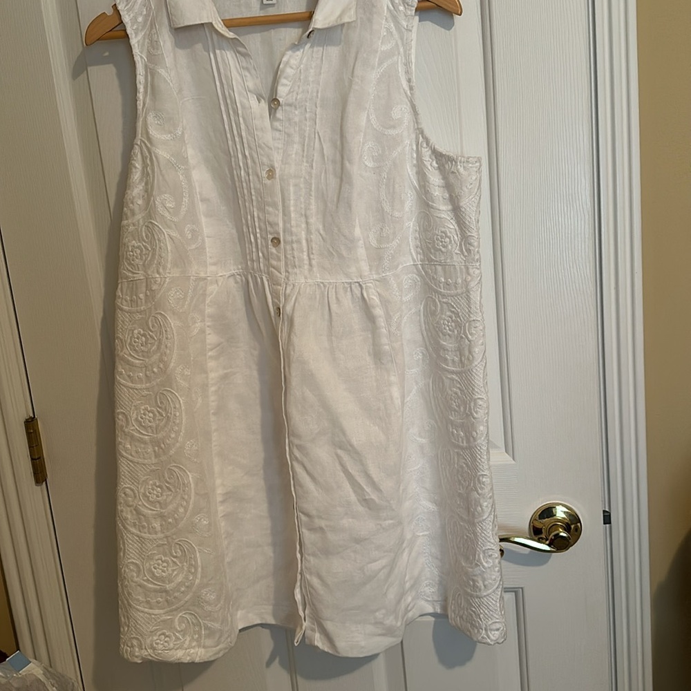 J.Jill linen sleeveless dress with embroidered detailing - Picture 11 of 14
